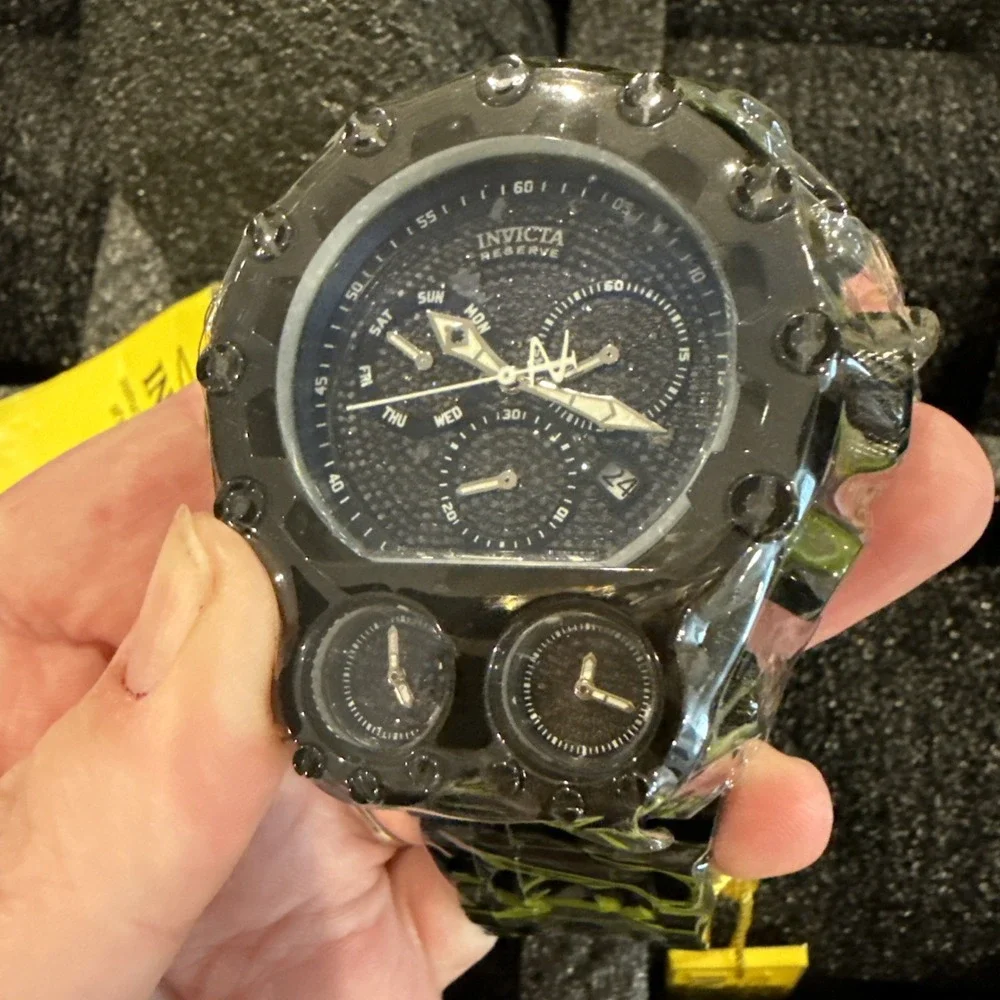 Invicta Bolt Magnum Tria 2.5 CTW Black Diamond Steel Swiss Chrono 52mm Watch New